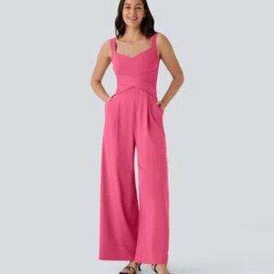 U Back Sleeveless Casual Jumpsuit with Pockets